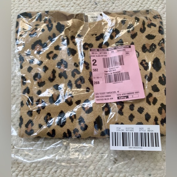 J Crew Factory Girls' leopard cotton sweater - Picture 2 of 5